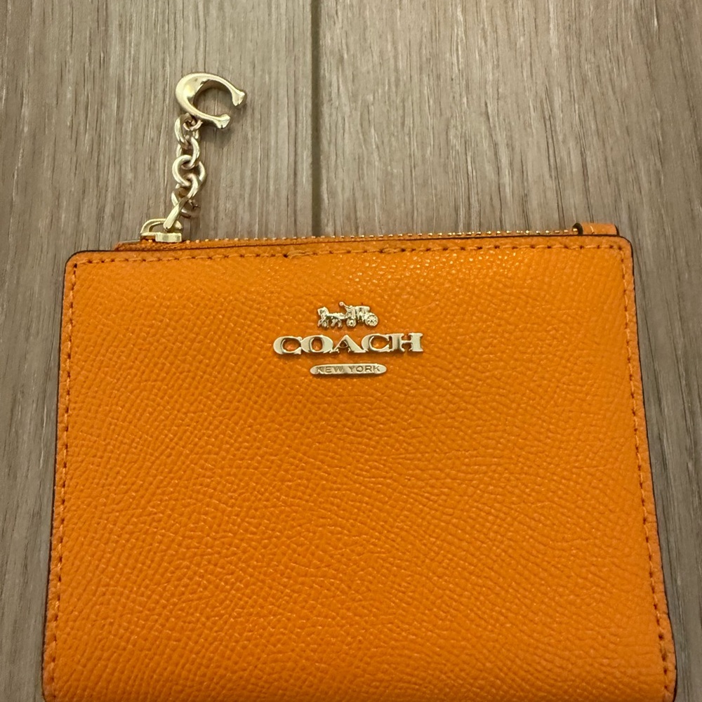 Coach Bright Orange Leather Wallet